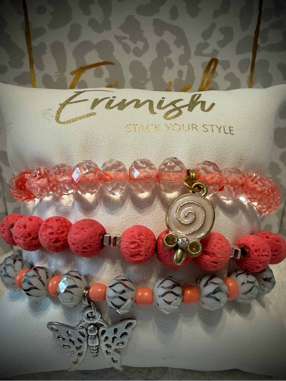New ERIMISH Bracelets 3 Pc- Coral - Custom Regular, Kids or Extended Size